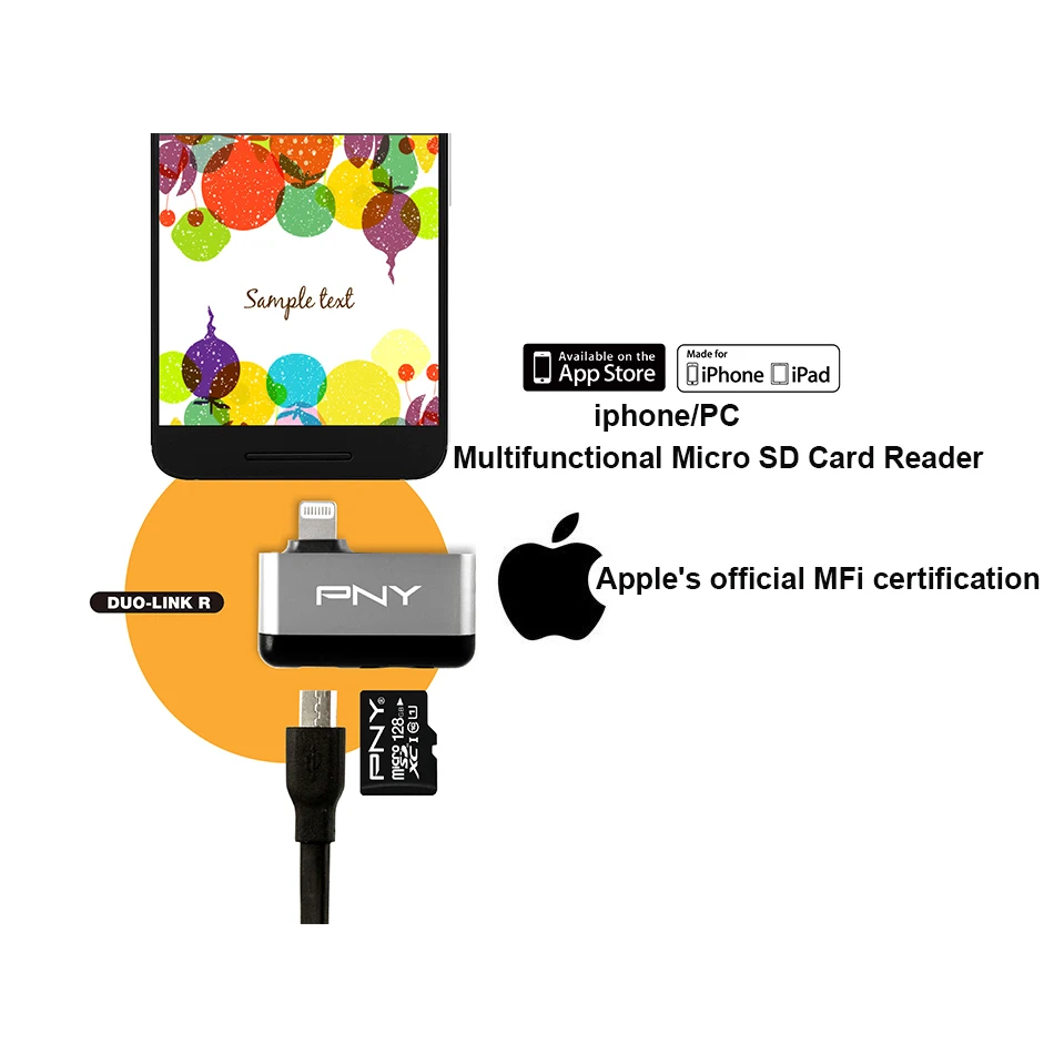 Pny DUO-LINK R 2 в 1 Micro USB 2,0 кардридер TF карта SDHC/SDXC USB кардридер micro sd usb адаптер для iPhone ipad ПК