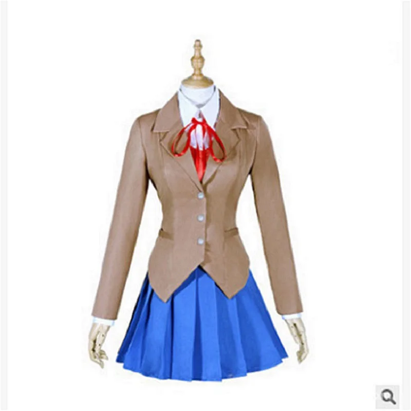 Doki литература клуб Моника Косплей Sayori Yuri Natsuki Костюм Школьная Униформа Женский