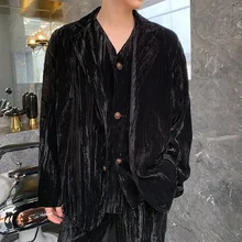 Мужской винтажный Модный свободный костюм пальто Уличная Хип-Хоп Верхняя одежда Мужская бархатная Повседневная Блейзер костюм куртка