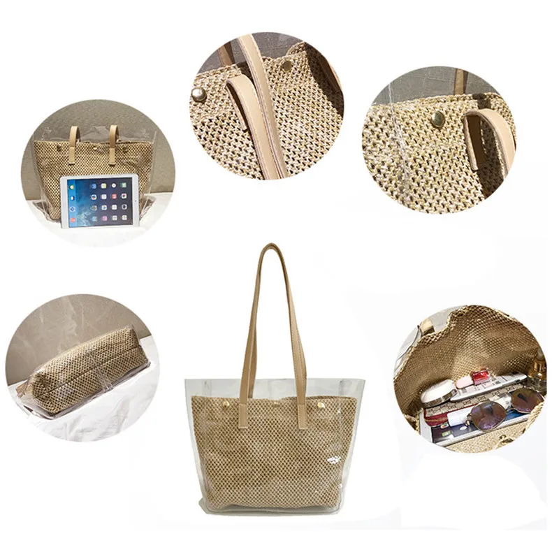 Micom Bali Beach Bag Women Summer Transparent Rattan Shoulder Bag Casual Tote Bags for Women Lady Handbags Bohemia New Arrival (4)