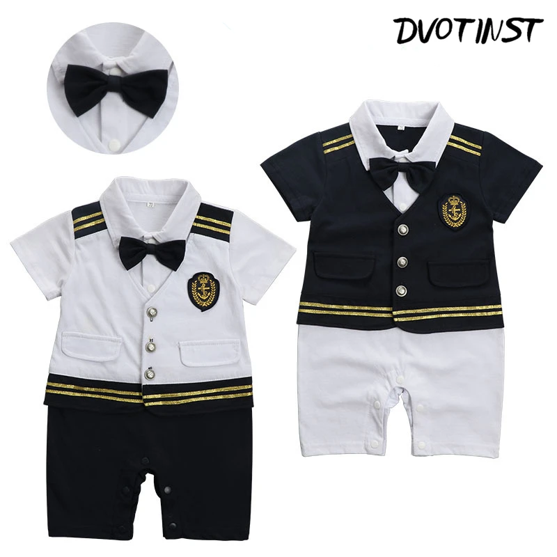 

Baby Boy Clothes Short Sleeves Sailor Navy Captain Romper Halloween Cosplay Playsuit Outfit Infant Jumpsuit Clothing Costume