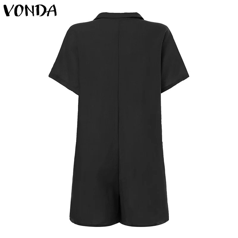 VONDA летние модные женские туфли зеленого цвета Короткие штаны пикантные V образным вырезом пляжный костюм с короткими рукавами Комбинезоны большого размера повседневные штаны комбинезон