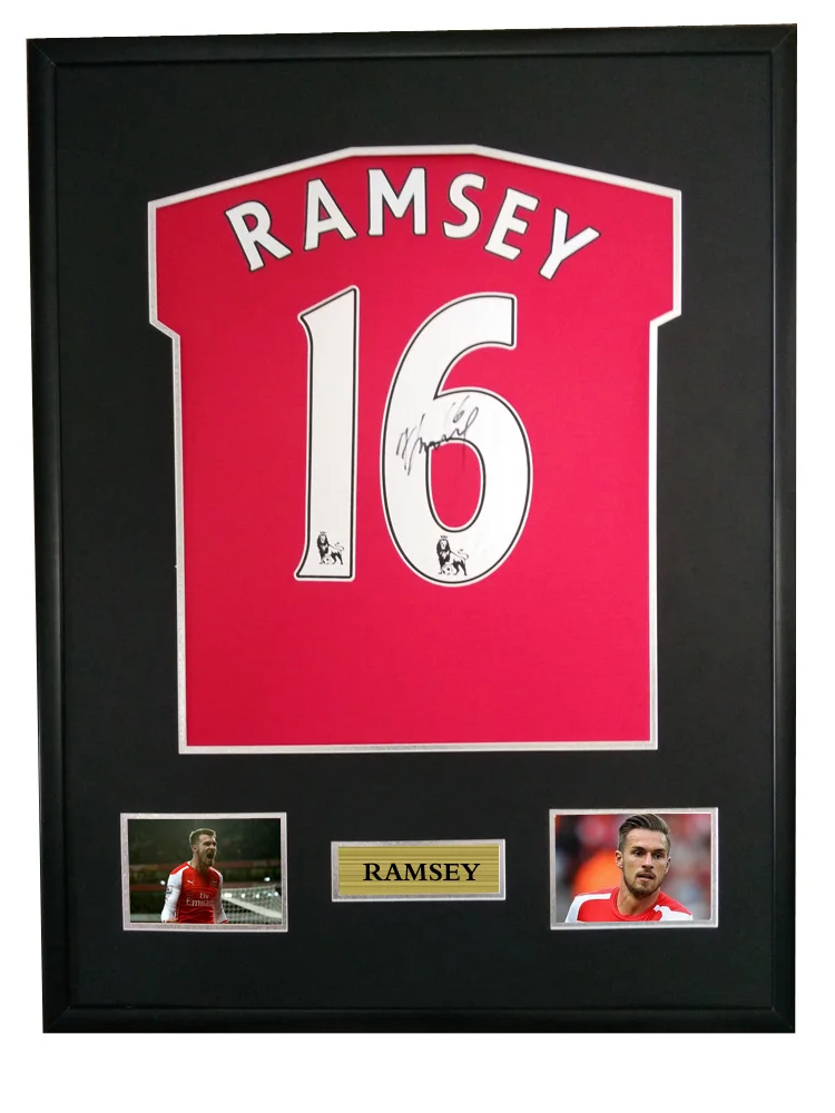 

Aaron Ramsey signed autographed soccer shirt jersey come with Sa coa framed Arsenal