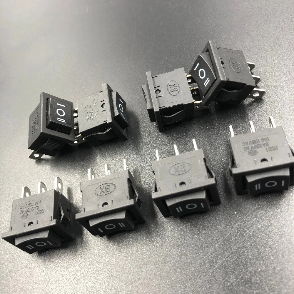 3 шт./лот KCD3 101N KCD2 Black Roccker Переключатель ВКЛ/ВЫКЛ с ножками штифта|Выключатели| |