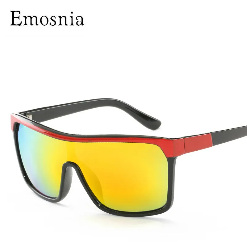 

Emosnia Unisex Fashion Square Sunglasses Men 2019 Mirror Vintage Brand Designer Sun Glasses Big Frame One Piece Eyewear Oculos