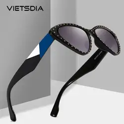 VIETSDIA кошачий глаз заклепки Солнцезащитные очки Sexy 2018 г. женские брендовые дизайнерские винтажные узкие Cateye ретро солнцезащитные очки для