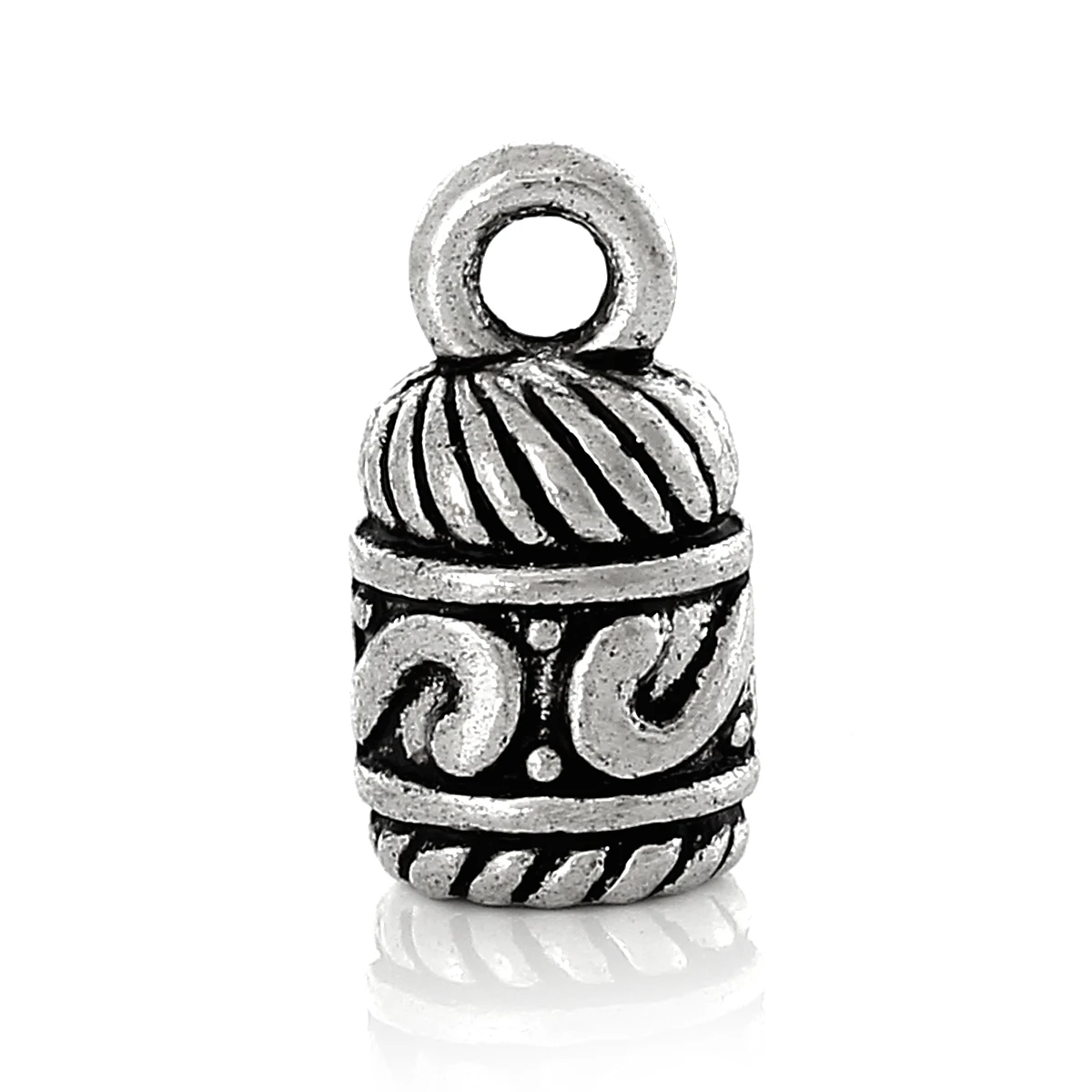 

DoreenBeads Zinc metal alloy Necklace Cord End Tips Clock Antique Silver(Fits 5mm Cord)Pattern Pattern 14mm x 7mm ,8 PCs
