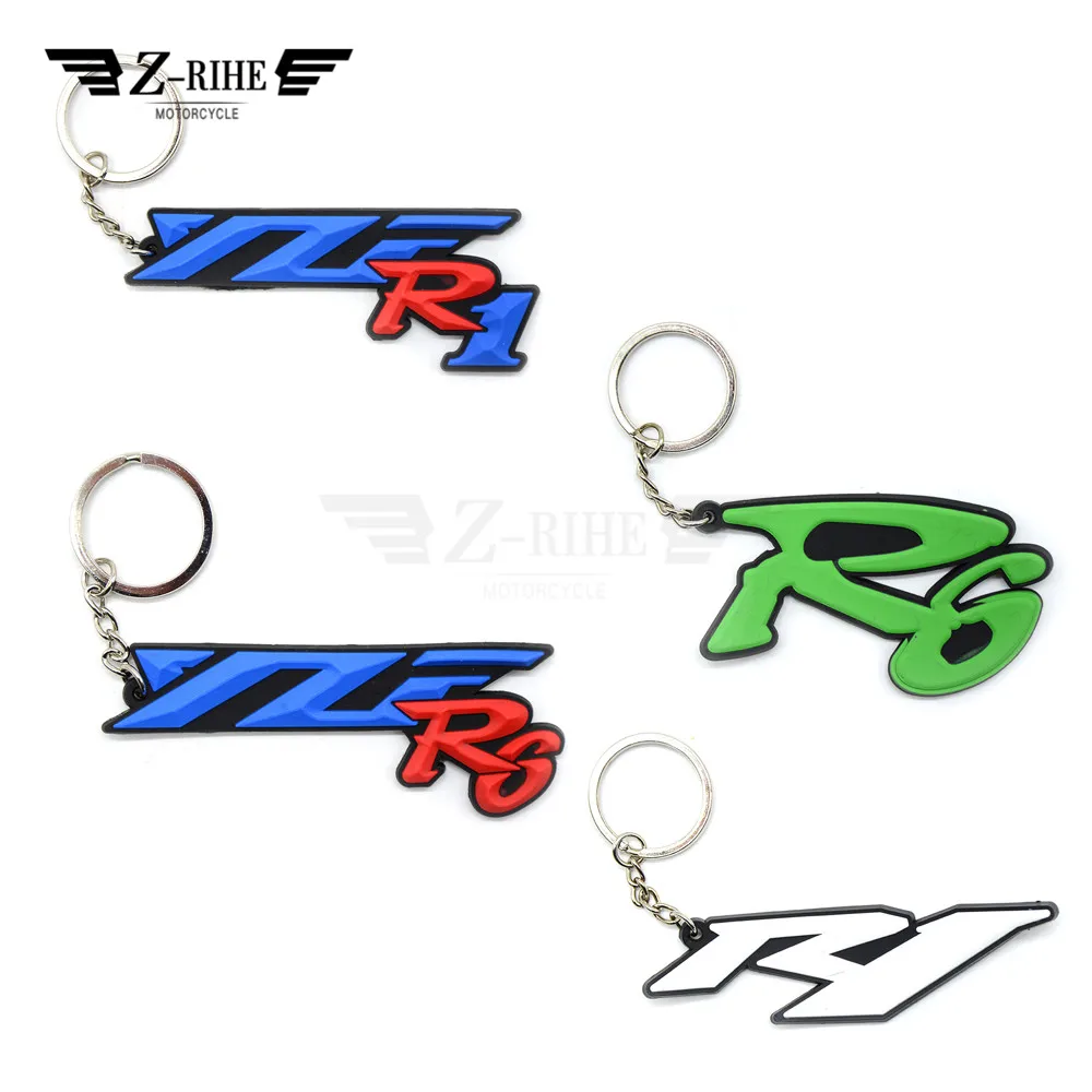 Chrome Yamaha R1 Motorcycle Key Chain Blue