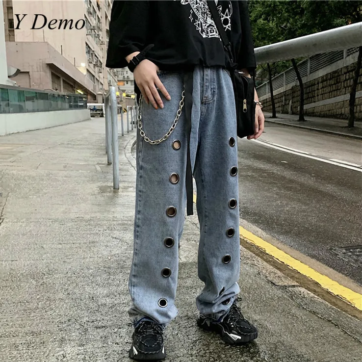 

Streetwear Grunge Loose Couple Jeans Hollow Out Harajuku Denim Pants