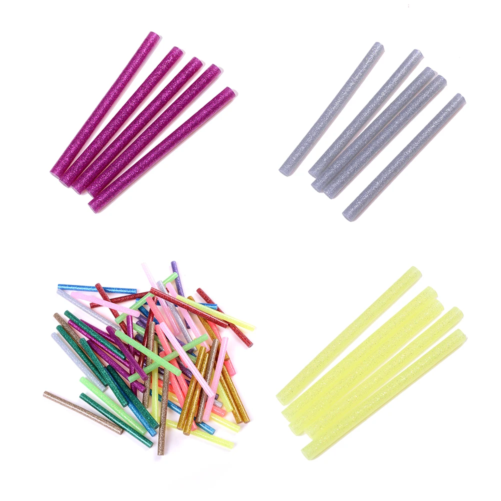 5Pcs/set Colored Flash Hot Melt Glue Stickers Melt Glue Stick For Electric Glue Gun Craft Repair