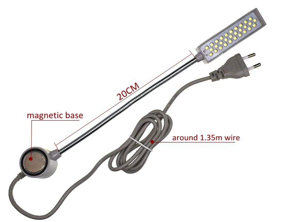 Швейный светильник 30 светодиодных ламп, энергосберегающий светильник высокой яркости, магнитная Монтажная база для рабочей швейной машины