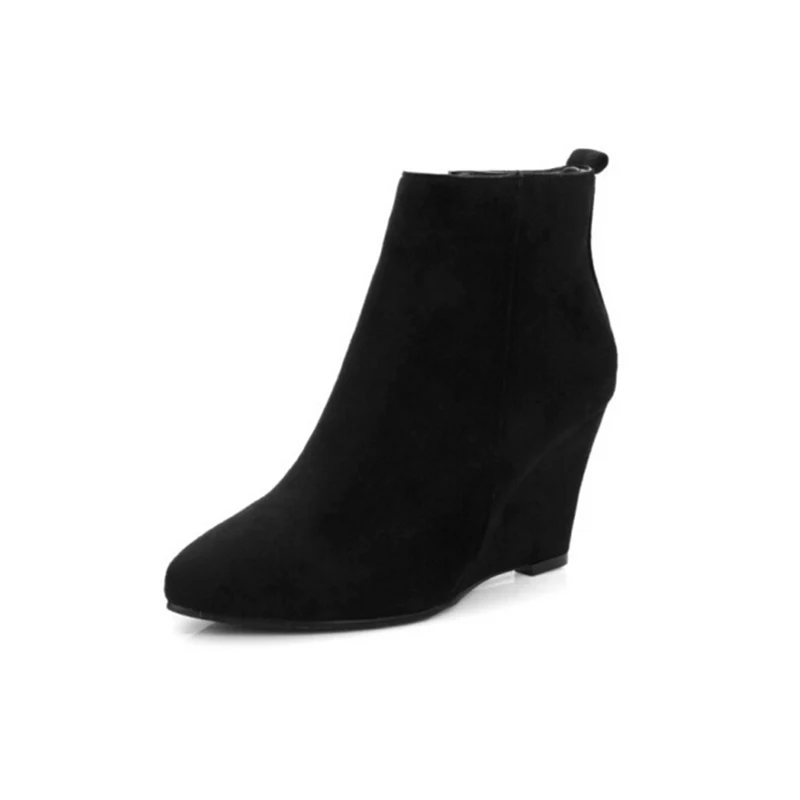 Осенняя обувь для женщин новые женские ботинки на танкетке модная обувь из флока ботильоны на платформе с высокими каблуками сапоги на высоких каблуках на шнуровке женская обувь z169 - Цвет: 2