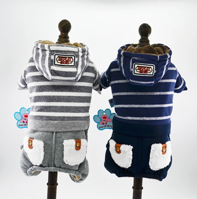 Autumn/winter High Quality Lovely Stripes Warm Thick Cotton Dogs