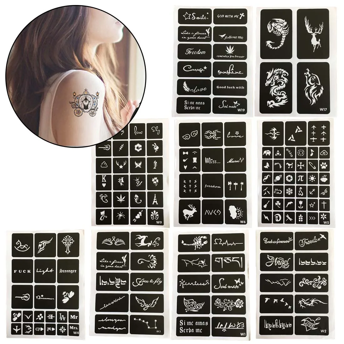 1pc semi permanent  tattoo  template tattoo  henna sticker  