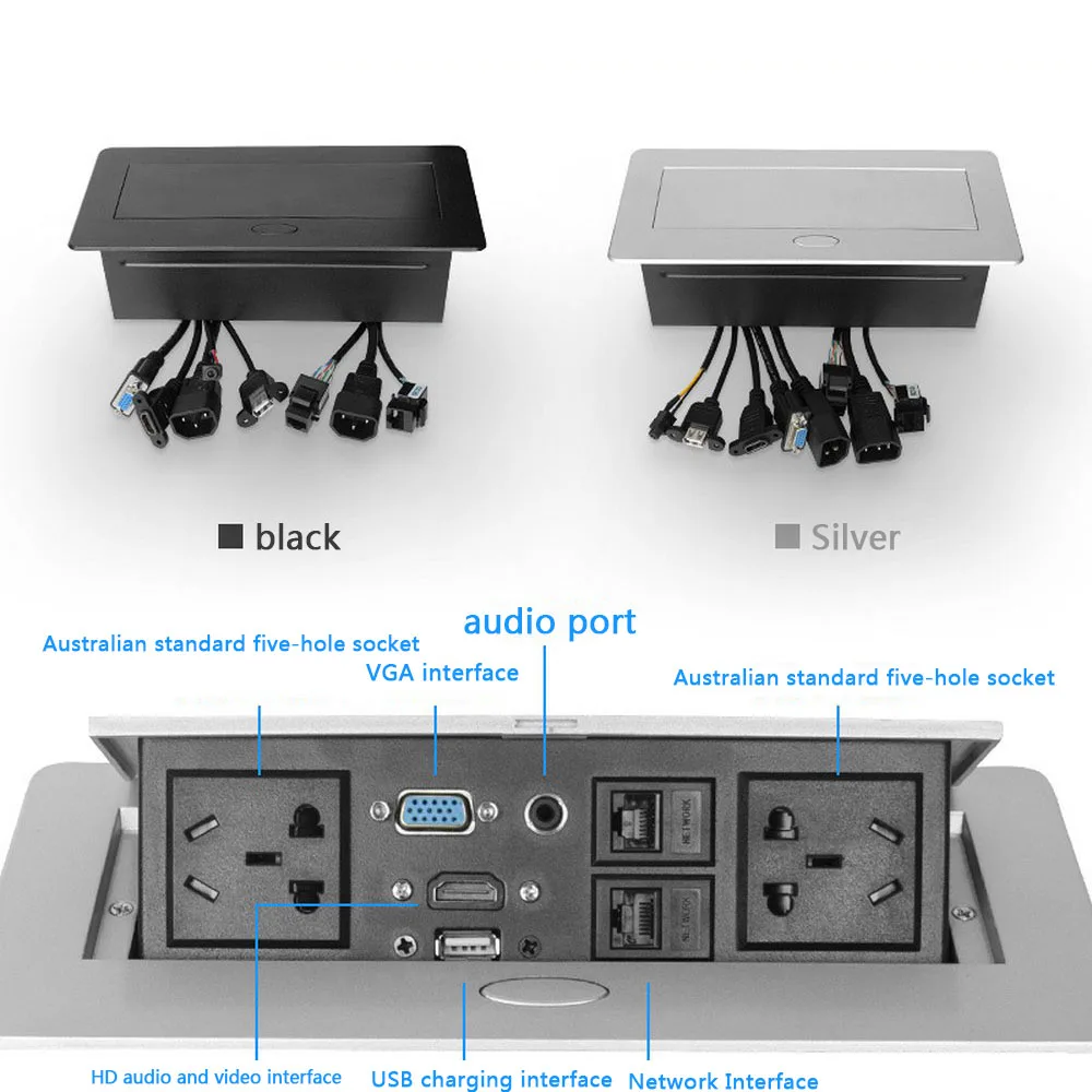 Универсальная настольная розетка USB розетка Конференц-зал всплывающая настольная розетка панель из цинкового сплава VGA Аудио HDMI USB сетевой интерфейс