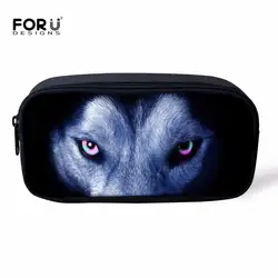 FORUDESIGNS Wolf пенал для мальчиков, школьный пенал, сумка для хранения, Женский дорожный макияж, сумка для хранения с принтом животных