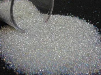 

0.6-08mm tiny iridescent fake sugar sprinkles/microbead half ounce/10grams clear glass miniature micro bead marbles nail caviar