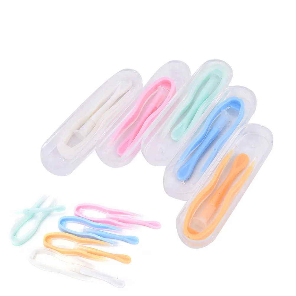 

1 Set Silicone Color Contact Connected Practical Lenses Tweezers Clip Random