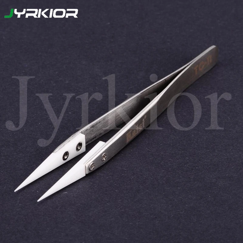 

Jyrkior Ceramic Tweezers Heat Resistant Ultra Precision Jump Line Tweezers For iPhone Motherboard PCB Repair Tools