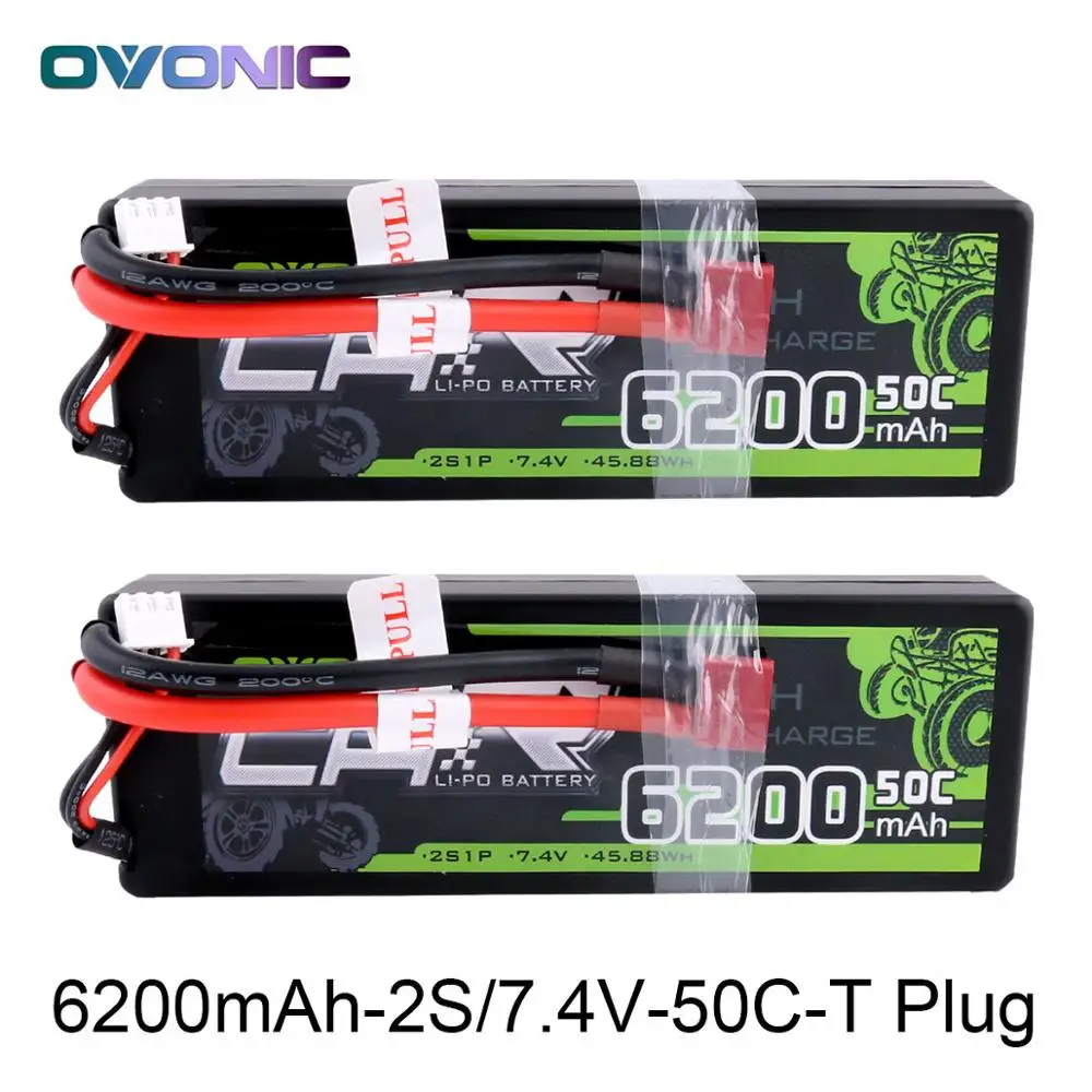 Ovonic RC автомобиль Батарея 6200 мАч 7,4 В LiPo 2S 50C Max 100C Батарея пакет на колесиках для 1:8 1:10 Размеры Bandit Emaxx слэш HPI RC автомобиль - Цвет: 2 Batteries