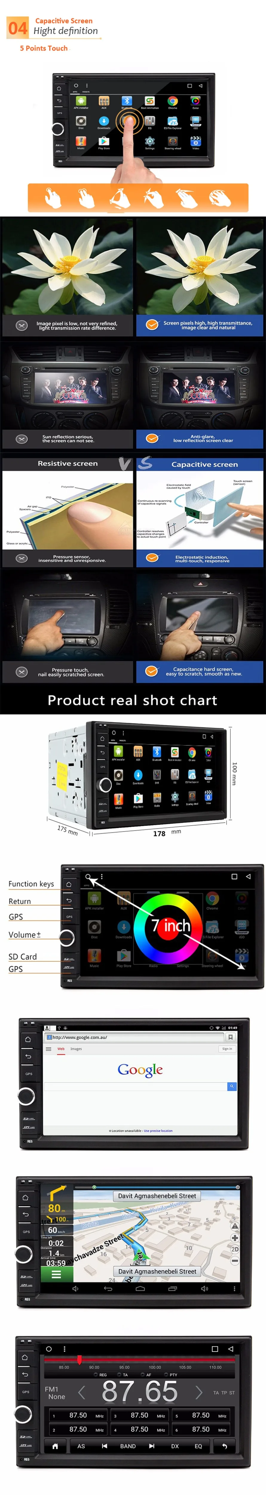 Top Universal 2 din GPS Car DVD Player Radio Android 8.1 Wifi Bluetooth GPS Navigation double din car multimedia 8