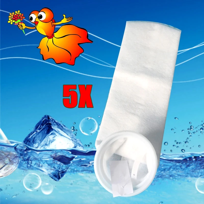 5pcs Aquarium Felt Filter Sock With Plastic Ring Fish Tank Marine Mesh