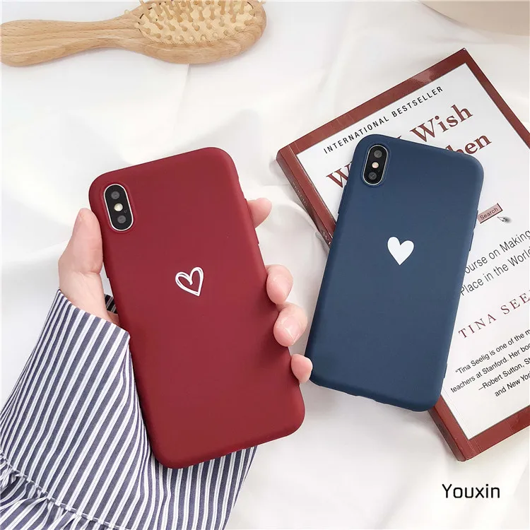 

Love Heart Pattern Phone Cases Cover For Iphone 6 7 8 Plus XS Max XR X Soft Silicone Ultra-thin Simple Back Cover For Iphone 6S