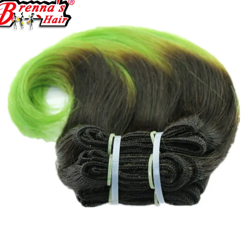 

Eunice short body wave hair extension synthetic 8 inch hair weaving ombre green/pink/bugrundy/blond colors 4 bundles/pack