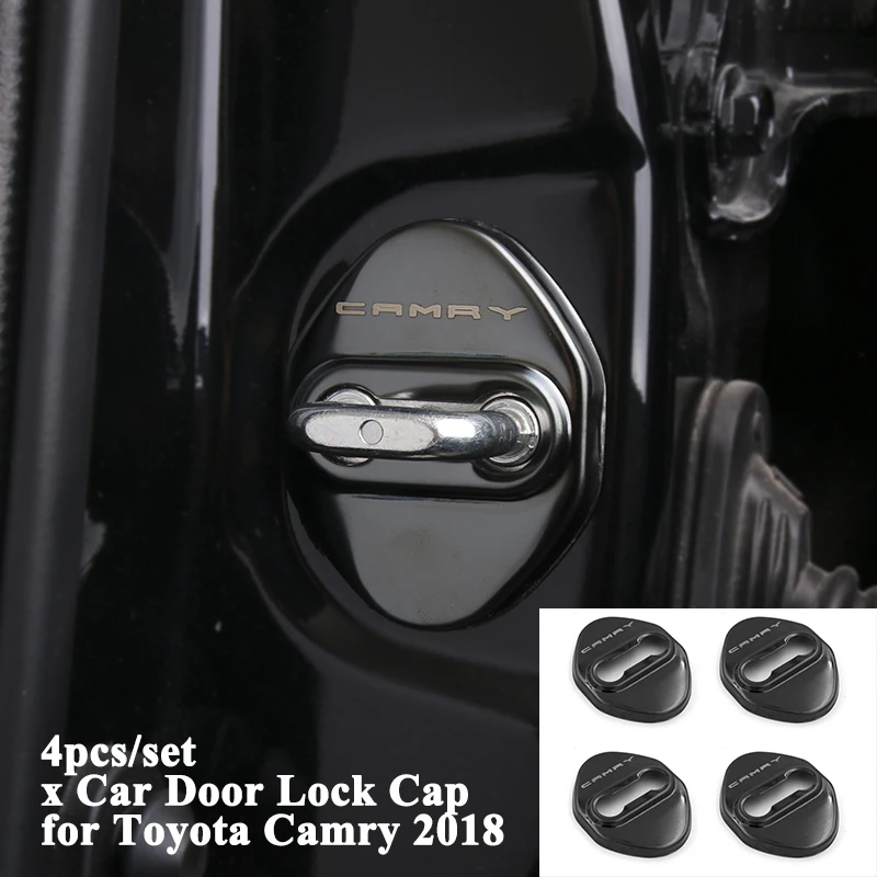 

4pcs/set Stainless Steel Car Door Lock Buckle Cover Caps Protector Decoration Styling Car Accessories for Toyota Camry 2018 2019