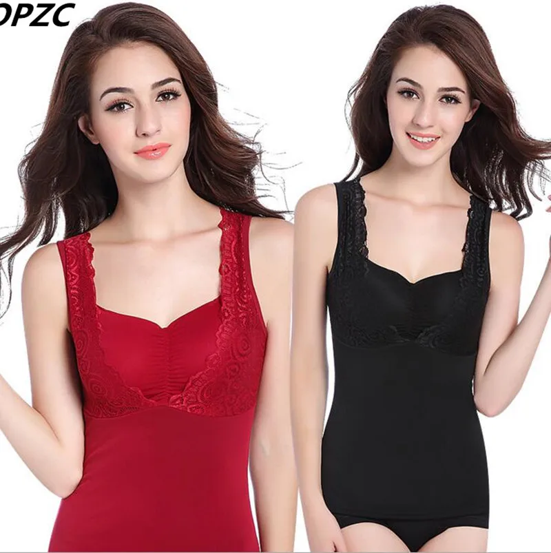Women warm vest thickness elasticity warm underwear sexy suspender vest