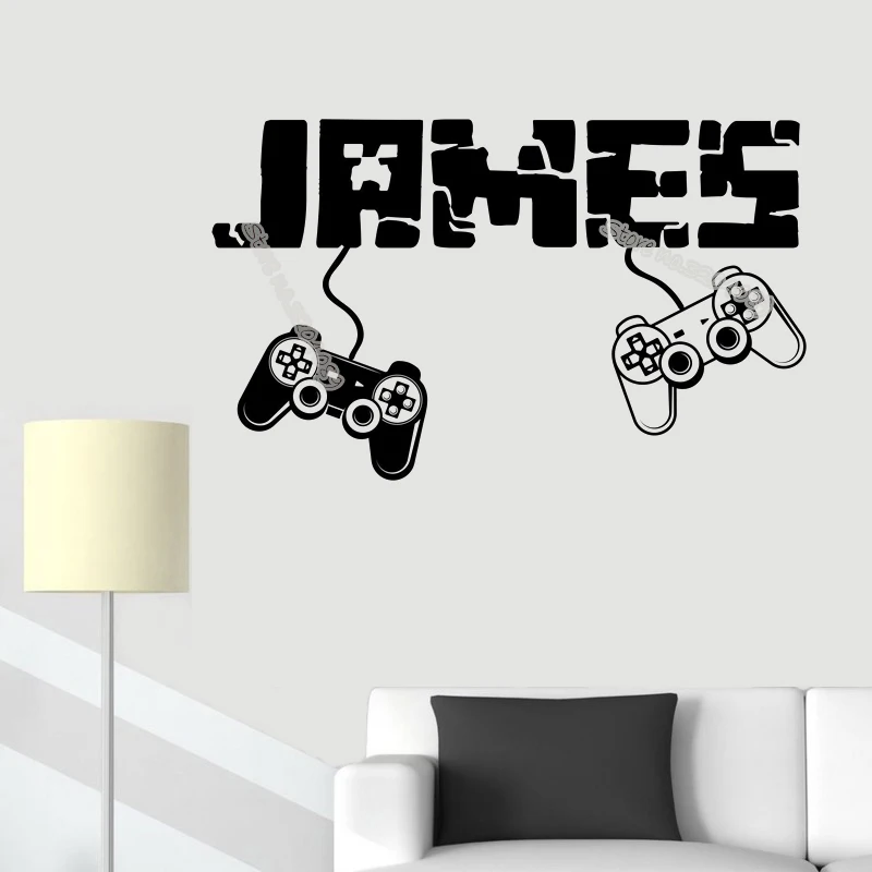 

Gamer Custom Name Wall Sticker Boy Controller Joystick Video Game Creative Poster Teen Room Nursery Decor Art Wallpaper EB491