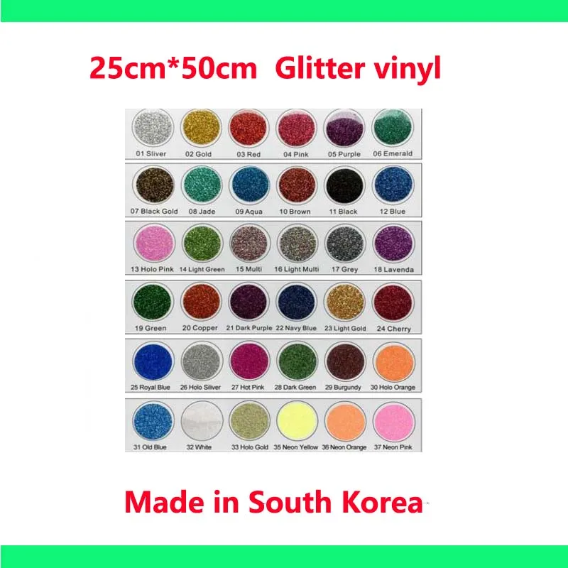 

Free Shipping Glitter vinyl for heat transfer heat press cutting plotter Made in South Korea 1 sheet 25cmx50cm (10"x20")Film