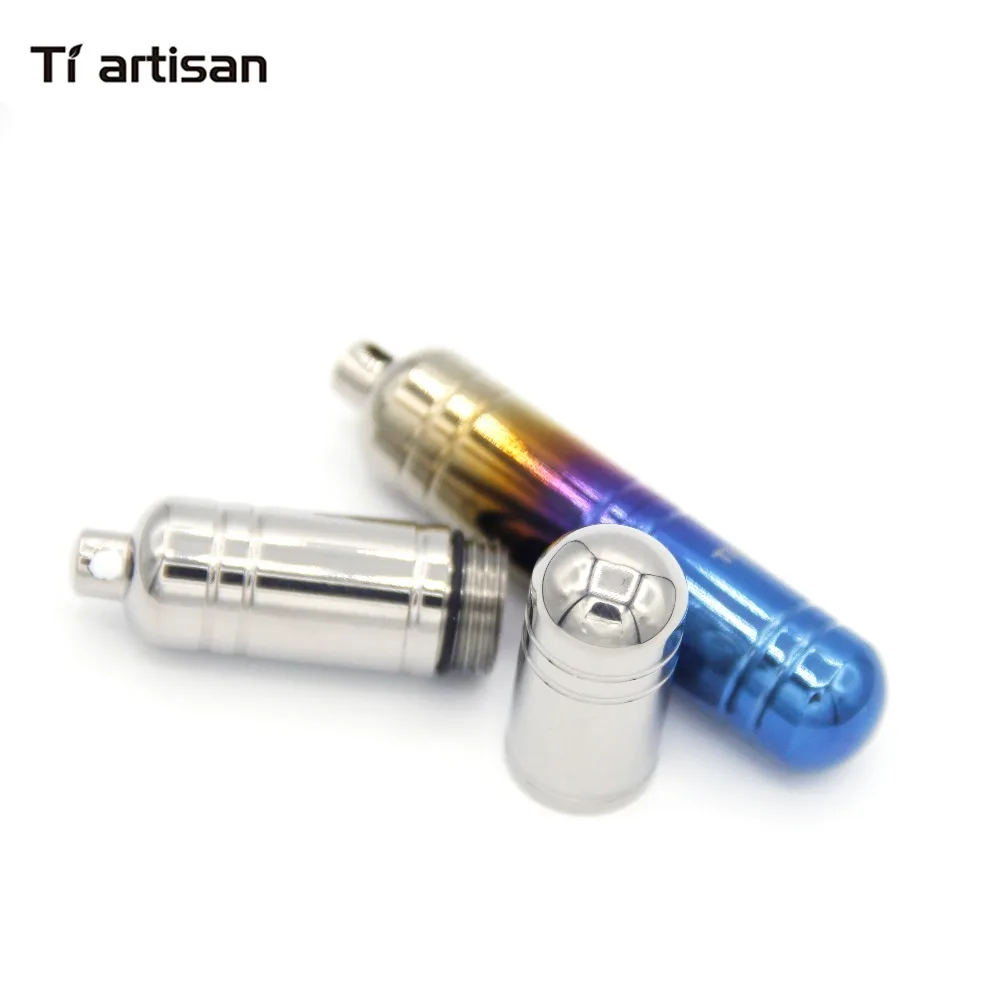 Tiartisan Portable Water Proof Titanium EDC Container Seal Bottle Pills Box Keychain Camping Outdoor Emergency Travel Kit Tool