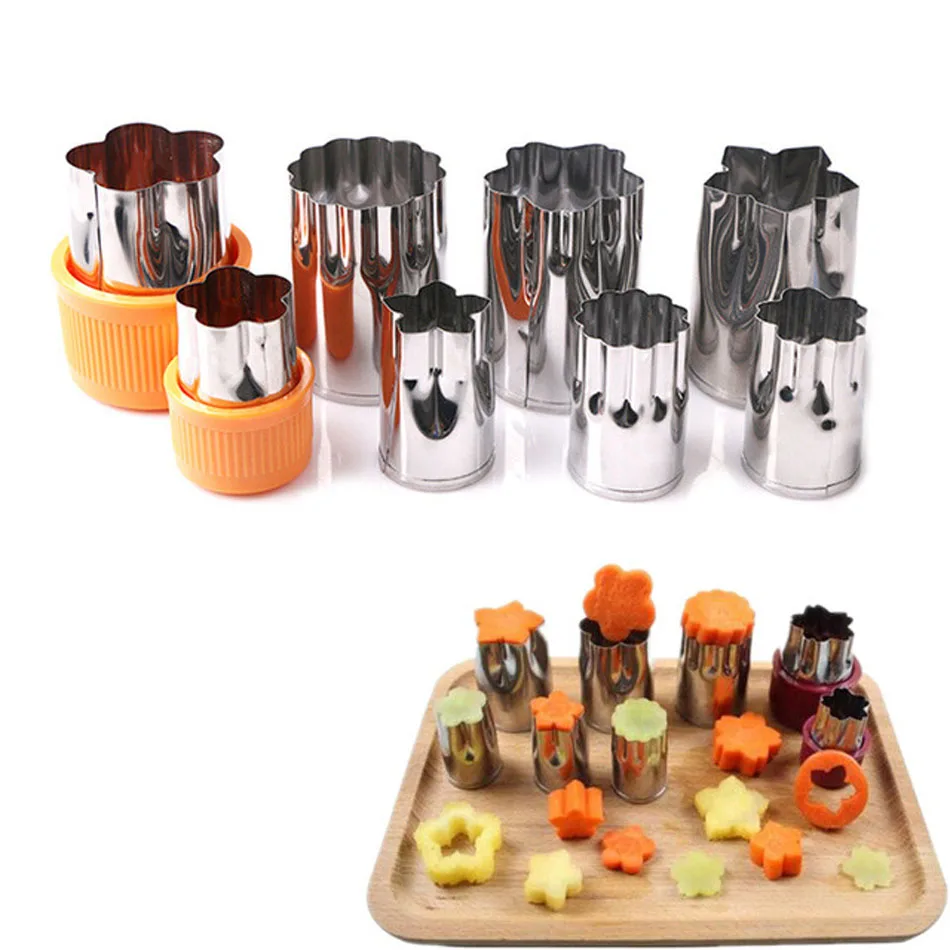

8pcs/Set Vegetable Fruit cutter Printing Patterns stainless steel Cookie Fondant Pastry Mould Biscuit Press Kitchen gadgets