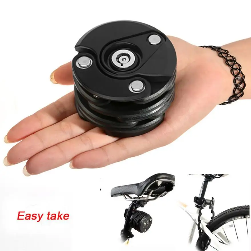 

High Quality Steel Anti Theft Bike Bicycle Motobike Lock Chainlock Foldable Hamburger Drill Resistant Lock Cylinder Black P40