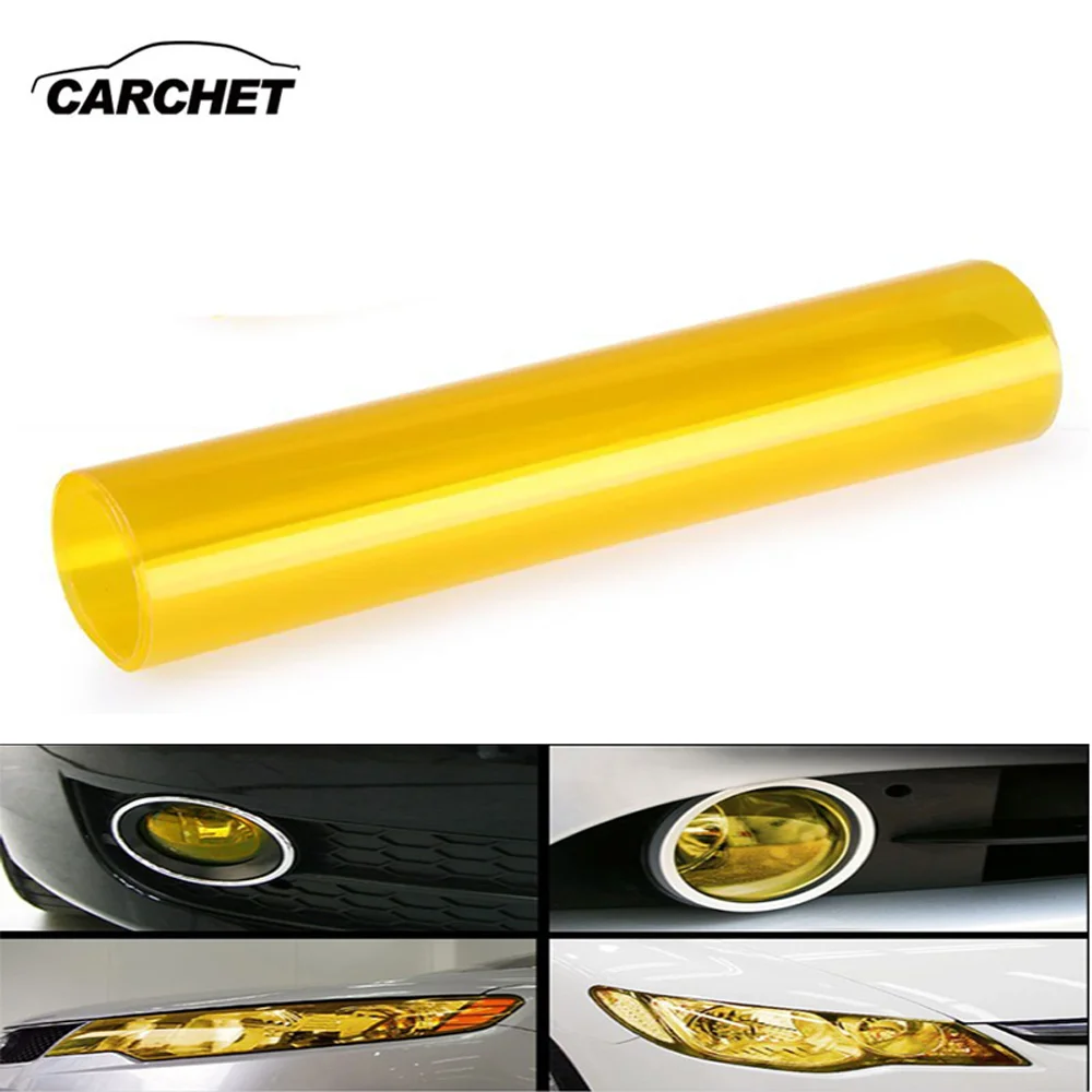 

CARCHET 30x60cm Auto Car Film Taillight Headlight Fog Sticker Decorative Films Vinyl Sticker Cover 12x24" Yellow Car Styling