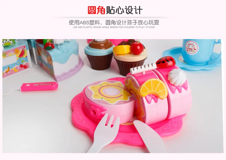 DIY ролевые игры фрукты разрезание торта ко дню рождения кухонная игрушечная еда Cocina де Juguete игрушка розовый синий подарок для девочек детей