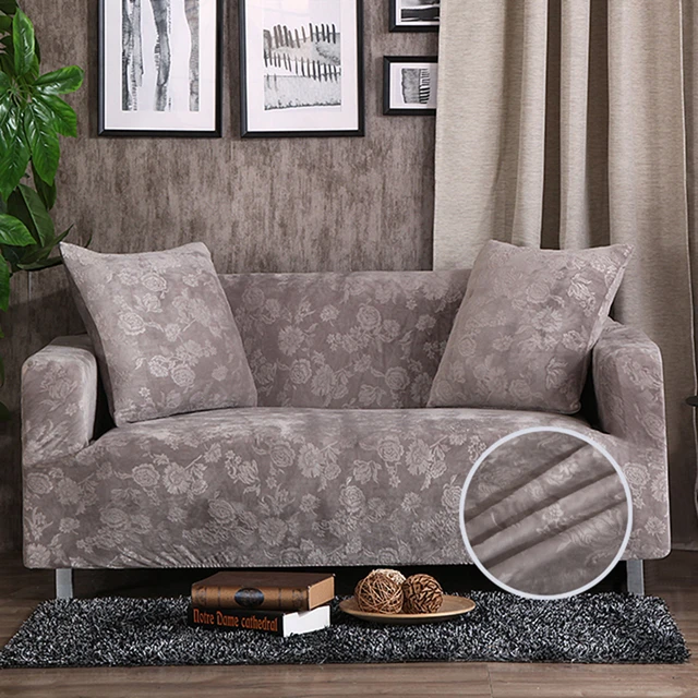 Solid Color Embossing Stretch Sofa Cover Grey Furniture Solid Color Embossing Stretch Sofa Cover Grey Furniture Covers For Living Room 100 Polyester Couch Slipcover