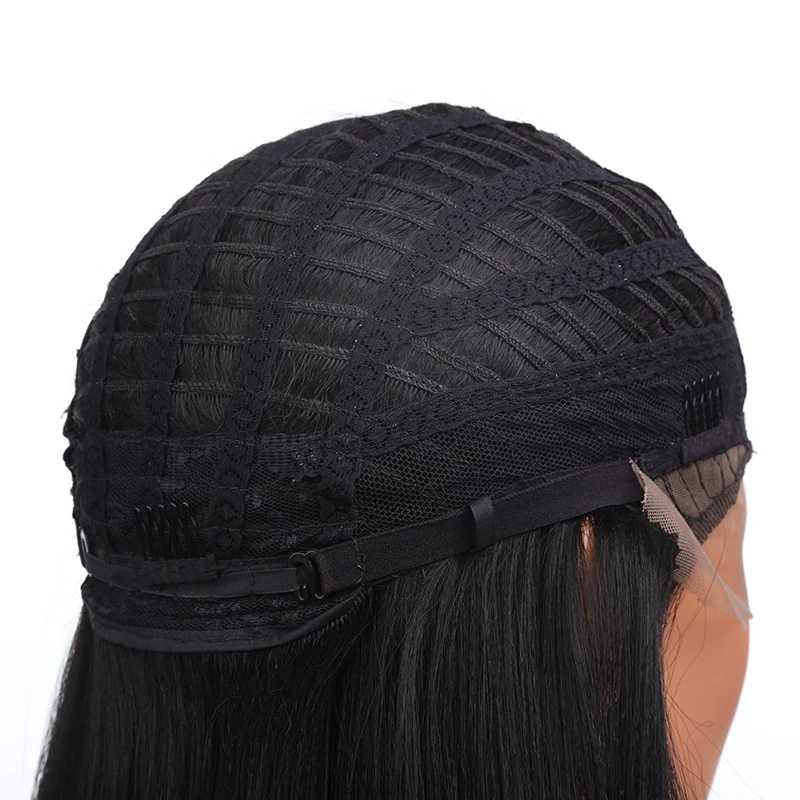 16 дюймов кудрявый прямой парик химическое Синтетические волосы на кружеве парик Средний часть афро-американских парики из натуральных