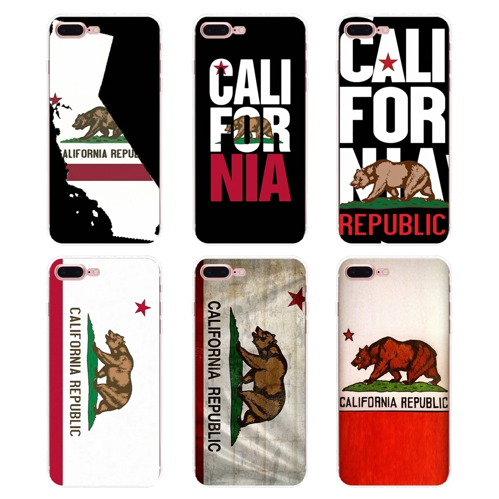 Silicone Cover Bag For Xiaomi Mi6 Mi 6 A1 Max Mix 2 5X 6X Redmi Note 5 5A 4X 4A A4 4 3 Plus Pro Flag of California Republic Bear |