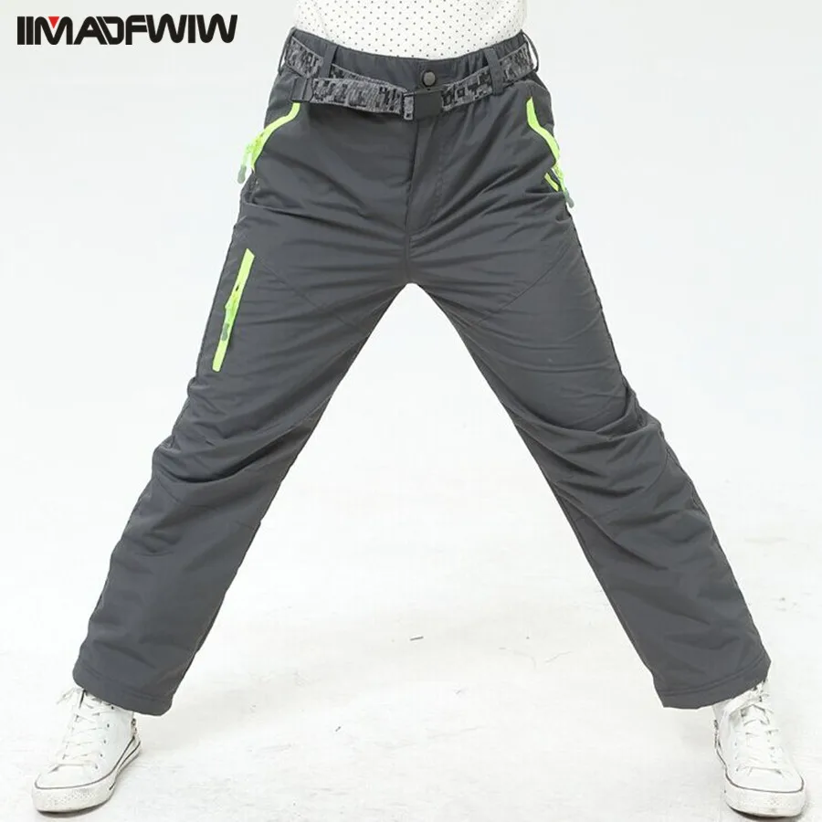 Baratos 2019 Otoño Invierno niños pantalones al aire libre pantalones de lana ruso invierno nieve niños niñas niños a prueba de viento pantalones de esquí impermeable