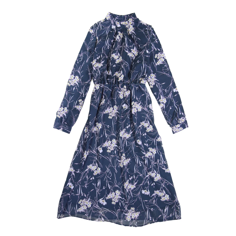 

2019 Women's Japan Harajuku Ulzzang Summer Office Beach Long Floral Chiffon Dress Female Cute Korean Kawaii Dresses For Women