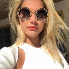 Высококачественные роскошные брендовые Круглые Солнцезащитные очки для женщин, изысканные радужные бриллиантовые очки, большие солнцезащитные очки для женщин