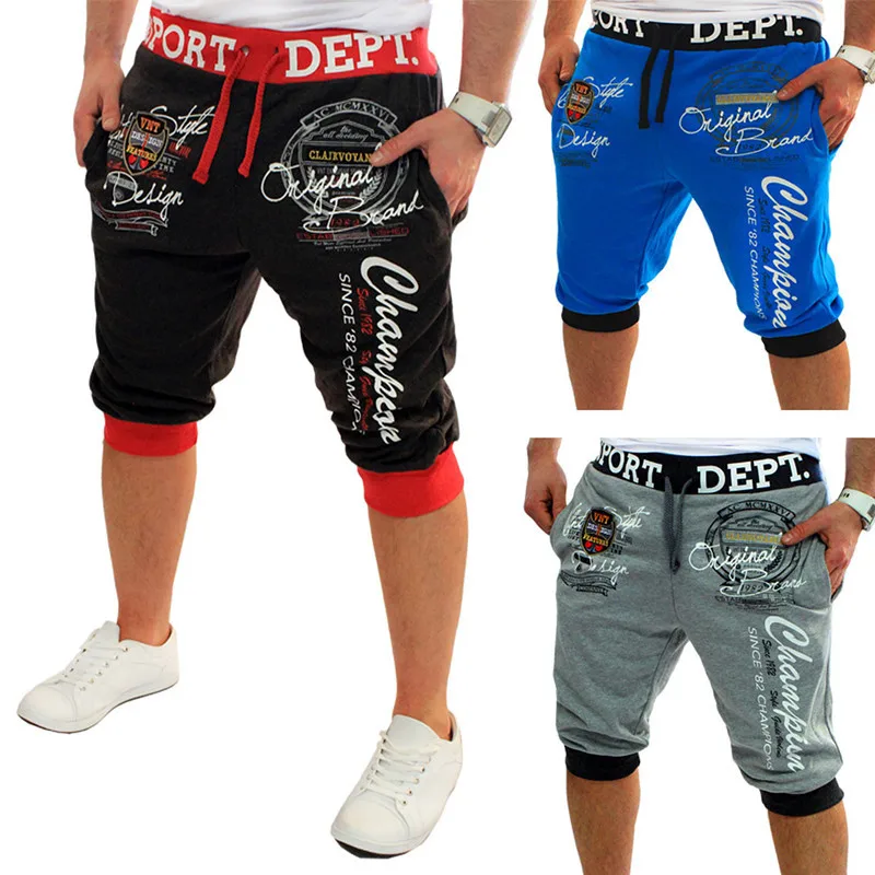 ZOGAA/летние мужские повседневные шорты трикотажные длинные спортивные штаны с буквенным принтом для мальчиков мужские Свободные