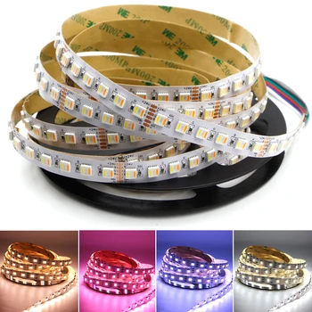 

5M 5050 RGBCCT 5in1 LED Strip RGB+White+Warm White 60Leds/m 5 color in 1 led chip Dual White Temperature Adjustable DC12V/24V