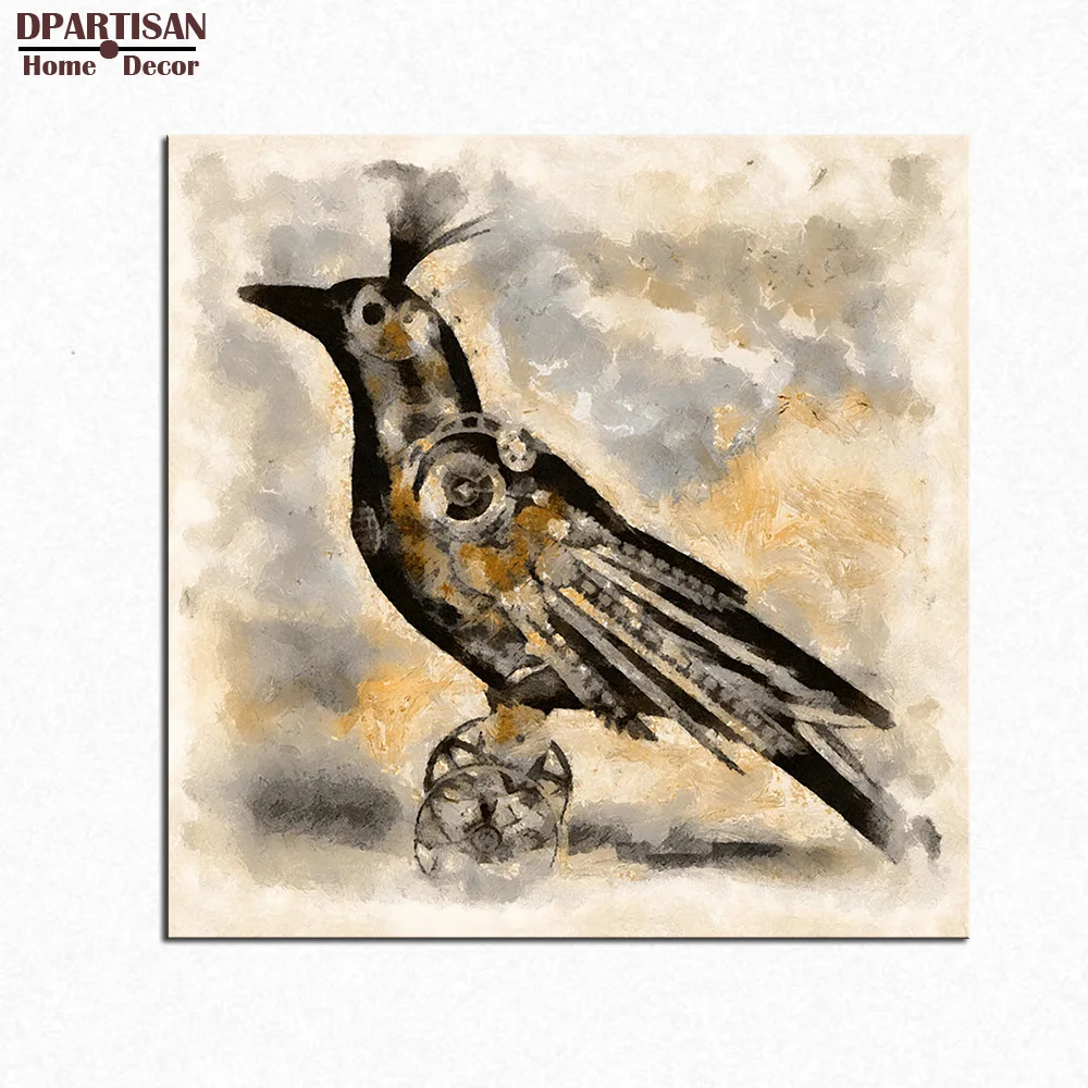 

DPARTISAN wall painting for decor Steampunk Art Print Wall Poster raven steampunk-shabbir-degani painting printed canvas SP-56