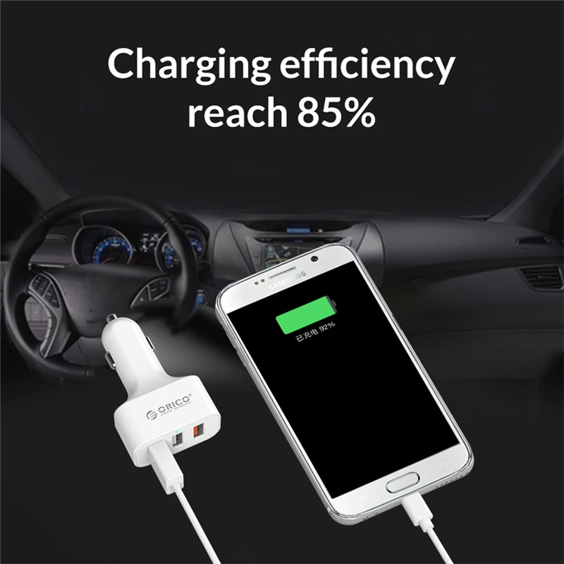 ORICO QC2.0 быстрое автомобильное зарядное устройство 1 для 2 трех usb-прикуриватель автомобильное зарядное устройство адаптер для samsung/xiaomi/htc Смарт мобильных устройств