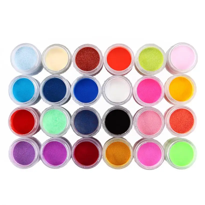 Pretty Girl 24 Colors Acrylic Nail Art Tips UV Gel Carving Powder Dust