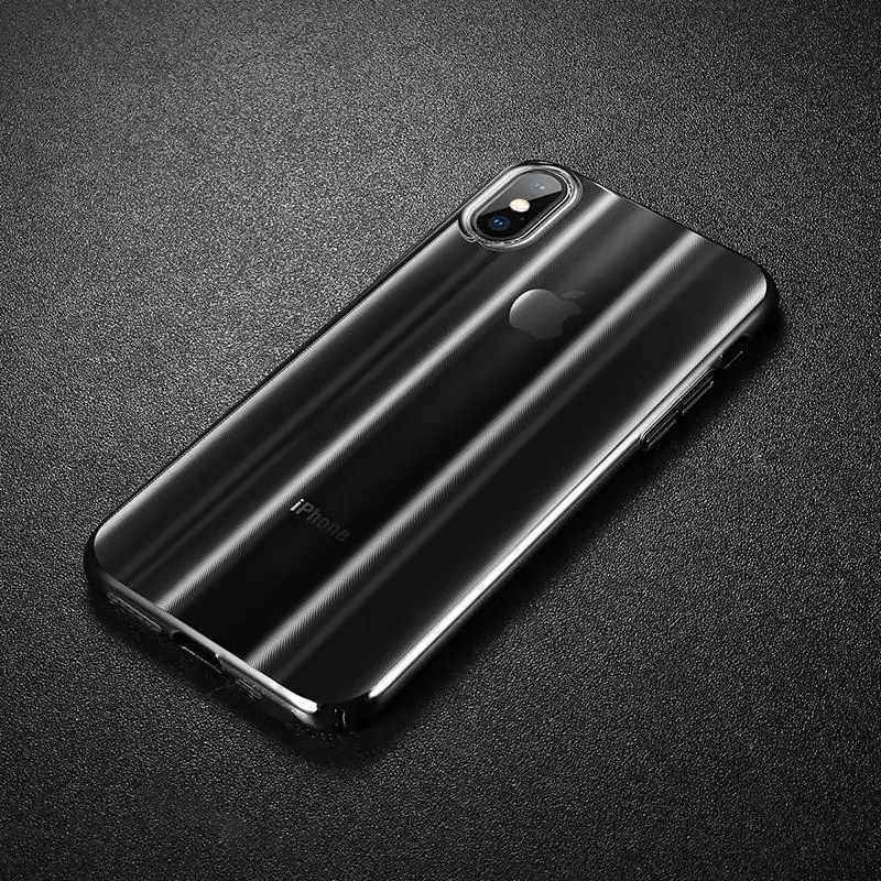 Роскошный чехол Baseus Aurora для iPhone Xs XR Xs Max, градиентный жесткий пластиковый защитный чехол для iPhone Xs, задняя крышка для телефона - Цвет: Transparent Black