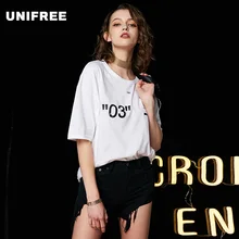 UNIFREE 2018 tshirt women new summer tops aesthetic casual printing loose cotton top tees plus size shirts UH182G059